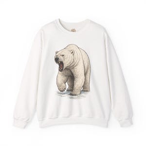 Ferocious Polar Bear Roar Sweatshirt Vintage Arctic Ice Graphic Crewneck for Wildlife Lovers and Nature Adventure Style