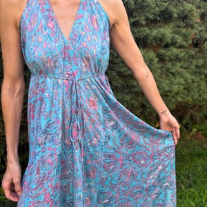 Low Back Dress for Festival Fan Long Silk Dress Hippie Style Flowy Backless Dress for Sister Gift Idea Hipster Maxi Dress