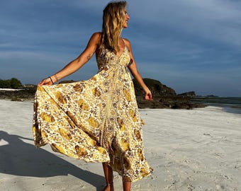 BACKLESS DRESS, Boho Summer Dress, Long SILK Dress, Ibiza Beach Summer  Tunic Maxi Wear & Vestido Verano Open Back Dress for Womens - Etsy