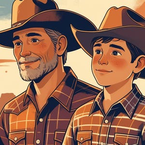 Cowboy Dad & Son Greeting Card – Father's Day Western Style