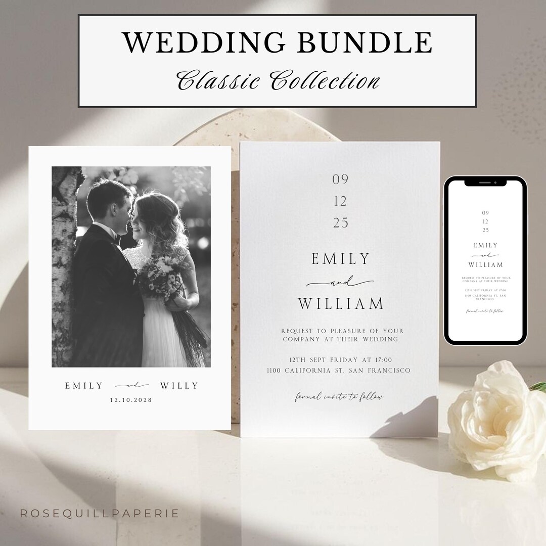 Wedding Bundle Template | Classic Modern Printable & Mobile Template ...