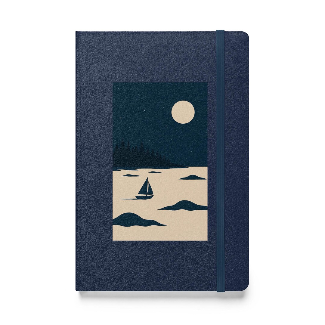 Wavelight Notebook Minimal Moonlit Ocean Notebook – Sailboat & Night Sky Illustration - Etsy
