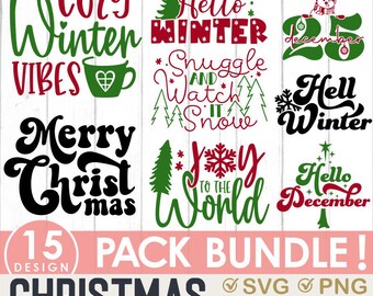 Paquete de archivos SVG navideños, frases divertidas de invierno (descarga digital)