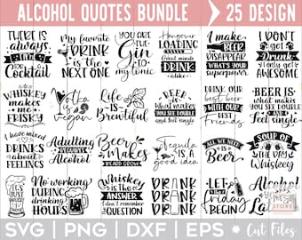 Alkohol Zitate SVG Bundle, lustige trinken Designs (Digitaler Download)