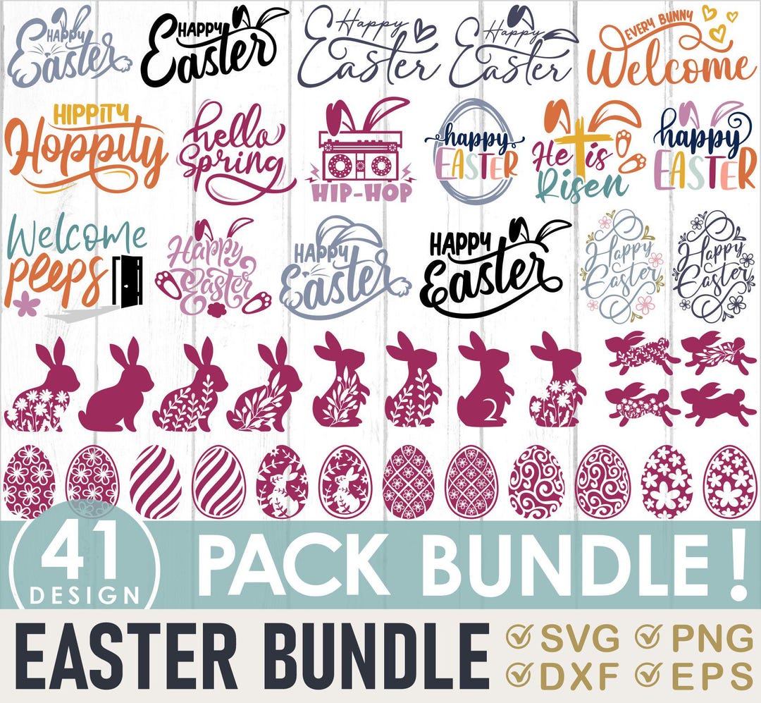 Easter Bunny SVG Bundle, Rainbow, Peeps, Cut Files (digital Download ...