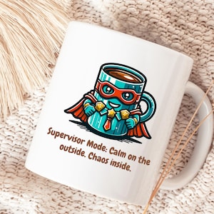 Betreuer-Becher-Geschenk, Betreuer-Modus ruhig draußen, Chaos drinnen, lustige Betreuer-Becher-Schale, fauler Betreuer-Zitat-Becher, Betreuer-Tee-Kaffee