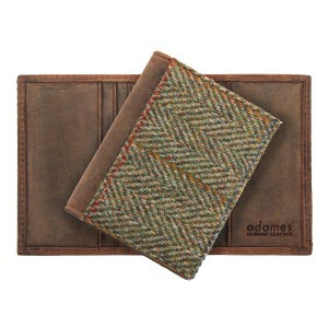 Slim Credit Card Holder - Harris Tweed® and Leather with RFID Protection & Waterproof Lining