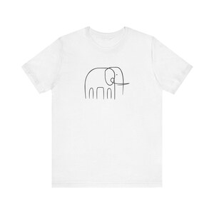 Elephant Line Art Unisex Tee, Minimalist Animal T-Shirt, Eco-Friendly Gift, Casual Wear, Nature Lover Apparel