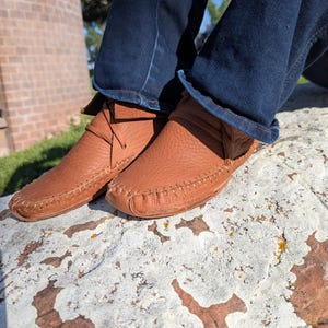 Handgefertigte Ledersohlen-Mokassins