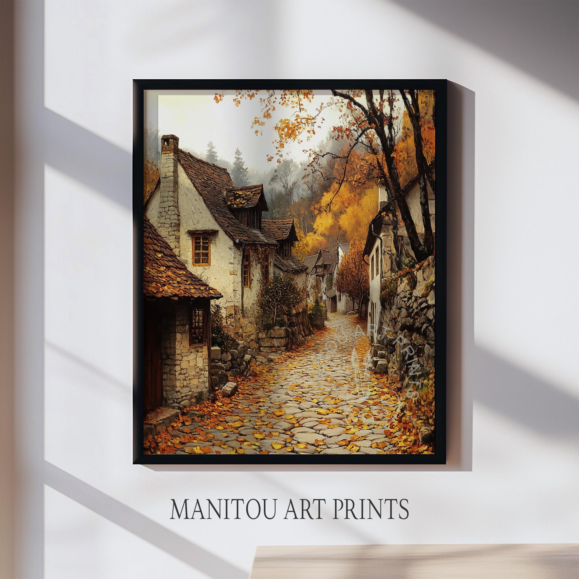 Cozy Autumn Village Lane, Rustic Cottagecore Pathway Art (digital ...