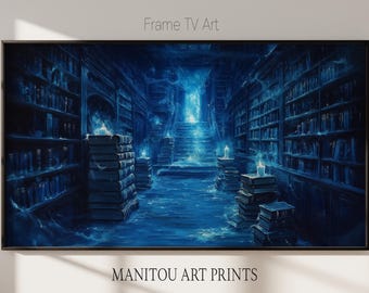 Haunted Library Frame TV Art, Vintage Gothic Wall Decor, Mysterious Shelves TV Art, Spooky Home Decor, Digital Download Artwork 864
