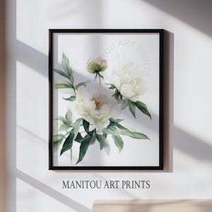 Printable Peony Watercolor Art - Delicate Floral Cluster Painting, Rustic Cottagecore Home Decor, Vintage Botanical Wall Print 658