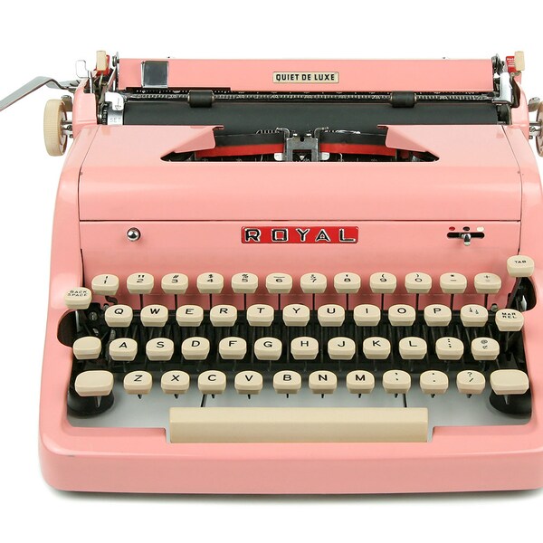 MINT 1957 Pink Royal Quiet De Luxe Typewriter, Professionally Serviced, Pink Typewriter, Royal Typewriter, Working Typewriter