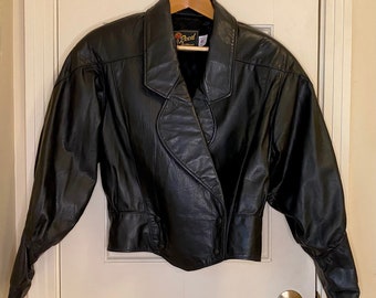 Vintage Reed Sportswear Black Leather Jacket, 1980s Motorcycle Jacket