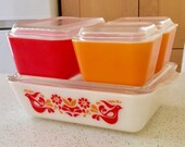 Pyrex Friendship Refrigerator Set, Vintage Pyrex, Rare Pyrex, Pyrex Dishes, Bird Pyrex, Farmhouse Decor, 1970s Pyrex
