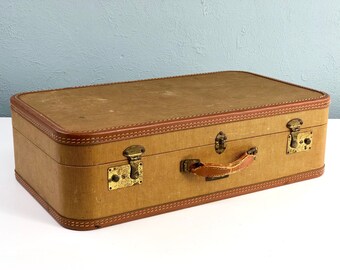 vintage tweed suitcase