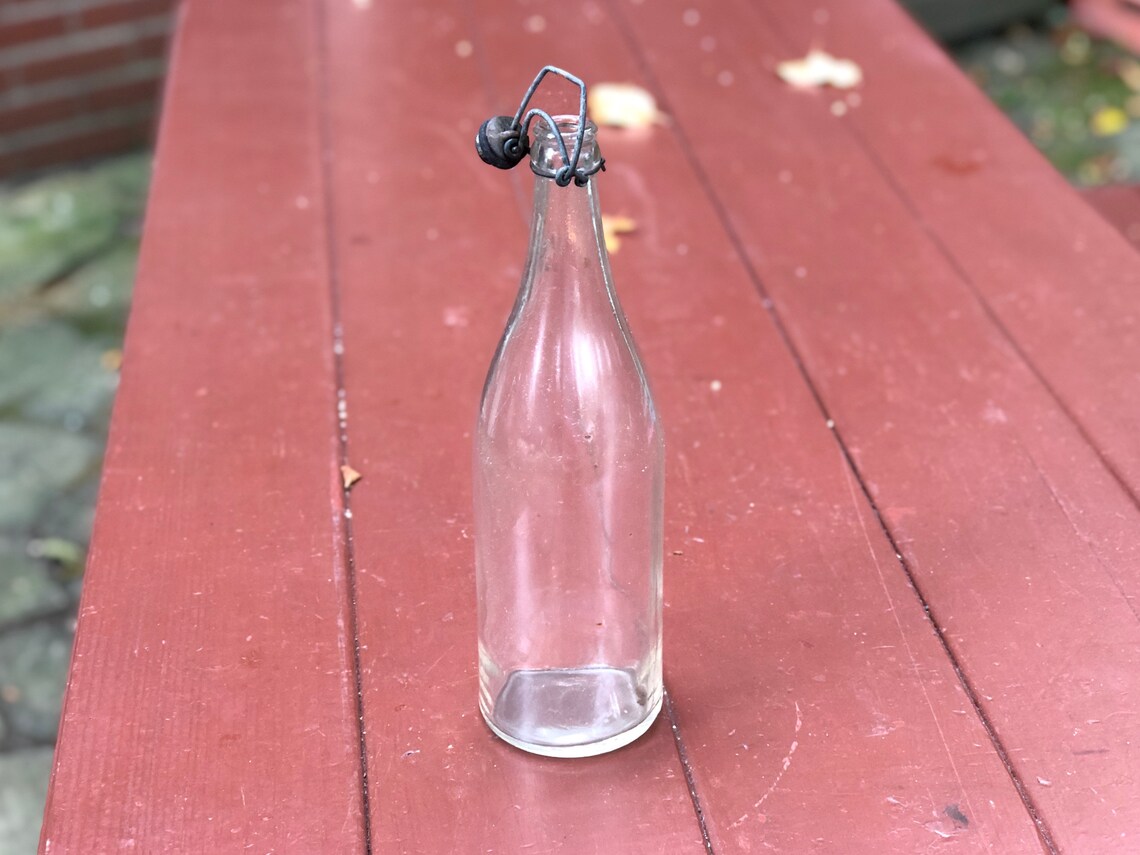 Antique Glass Bottle With Stopper Vintage Water Bottle Etsy