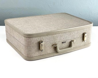 Vintage Suitcase by Towncraft, Gray Tweed Suitcase, Stage Props