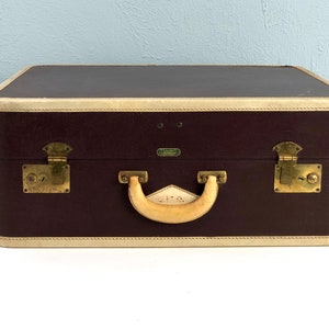Vintage Lincoln Zephyr weight Tweed Suitcase Retro Makeup Case Travel Tote