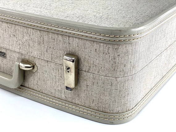 Vintage Suitcase by Towncraft, Gray Tweed Suitcas… - image 4