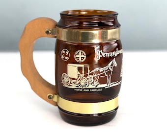 Vintage Siestaware Pennsylvania Dutch Country Mug Drinking Glass, Souvenir Mug