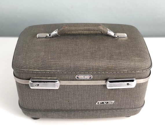 Vintage Train Case, American Tourister Gray Tweed… - image 6