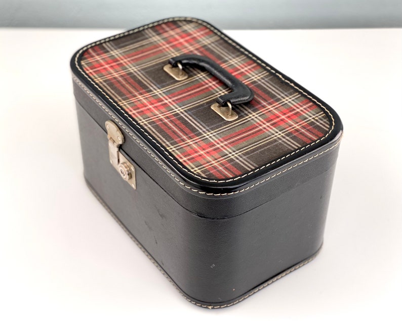 Vintage Tartan and Black Train Case Traincase Vintage Makeup Etsy