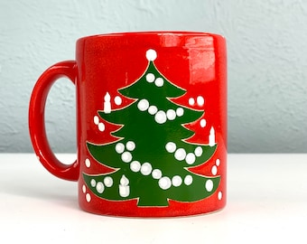 Chipped Vintage Christmas Tree Mug by Waechtersbach West Germany, W Germany Ceramics Pottery Holiday Decor