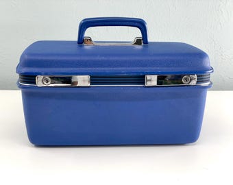 Samsonite Vintage メイクボックス Vintage 1950s Samsonite Tan Marbled Train Case, Make up Case