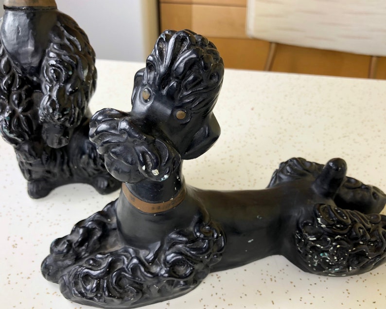 Large Black Poodle Figurine Pair 1960s Poodle Ceramic Poodle Etsy