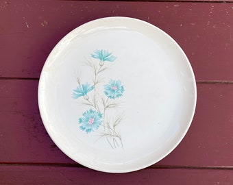 Ever Yours Boutonniere by Taylor Smith Taylor 10 Inch Dinner Plate, TST, 1950 Table Setting, Bachelors Button