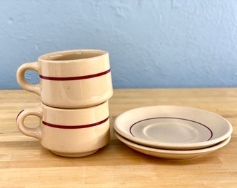 Antique Restuarant Ware Coffee Cup and Saucer Set - San Tan Wellsville China Co, Ohio