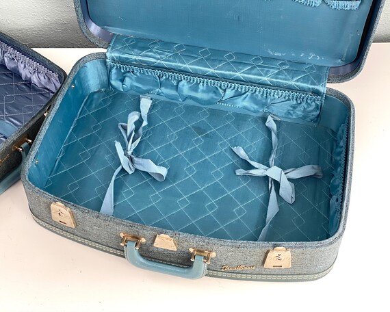 Juego de maleta vintage de Travel Smart maleta de tweed azul | Etsy España