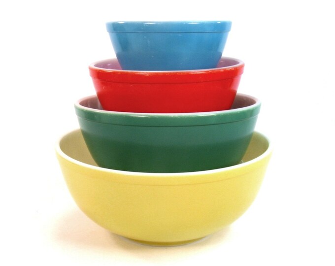 Vintage Pyrex Primary Color Mixing Bowls Nesting Bowls Home Etsy