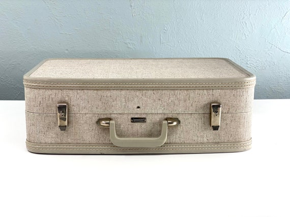 Vintage Suitcase by Towncraft, Gray Tweed Suitcas… - image 2