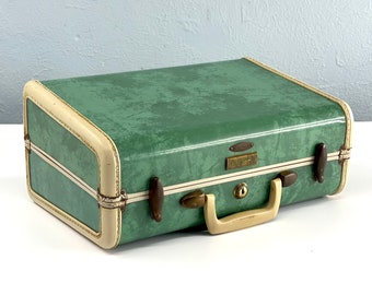 Small Vintage Green Marble Samsonite Suitcase