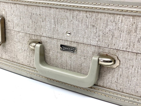 Vintage Suitcase by Towncraft, Gray Tweed Suitcas… - image 5