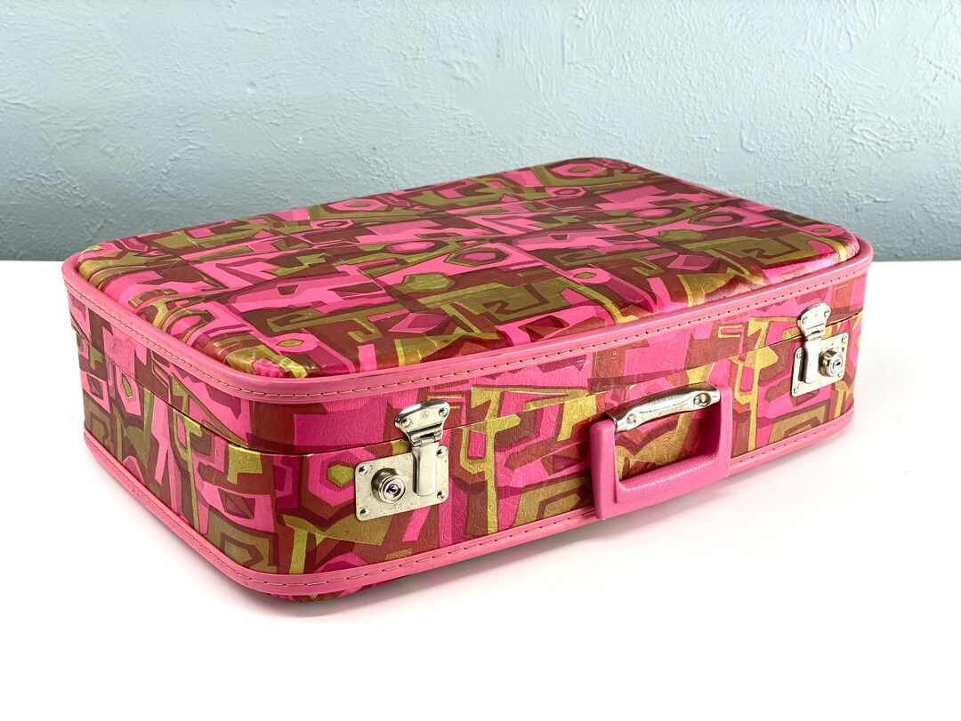 Vintage 1960s Groovy Pink Suitcase Vintage Luggage Funky 1960s vintage-1960s-groovy-pink-suitcase-vintage-luggage-funky-1960s