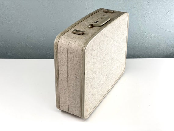 Vintage Suitcase by Towncraft, Gray Tweed Suitcas… - image 3