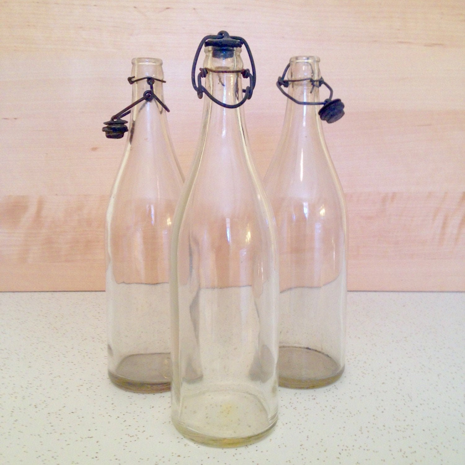 Antique Glass Bottle With Stopper, Vintage Water Bottle, Shabby Chic Home  Decor, Clear Glass 