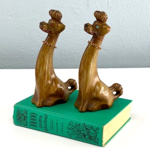 Pair of Faux Wood Poodles, 1950s Poodle Dog