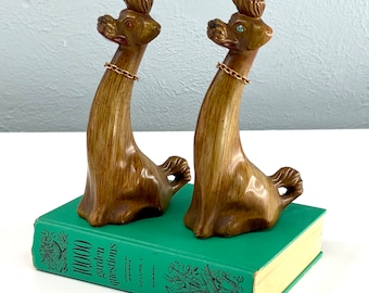 Pair of Faux Wood Poodles, 1950s Poodle Dog