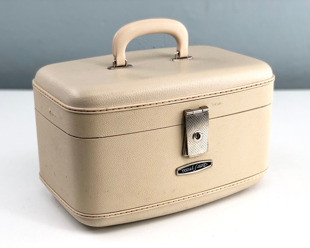 Leather Vintage Makeup Travel Case Vintage White Train Case By