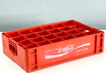 Vintage Red and White Plastic Coca Cola Crate