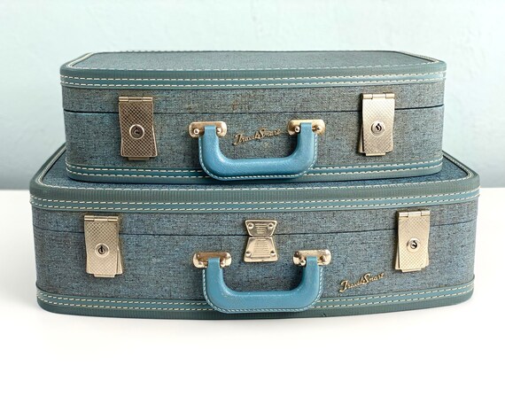 Juego de maleta vintage de Travel Smart maleta de tweed azul | Etsy España