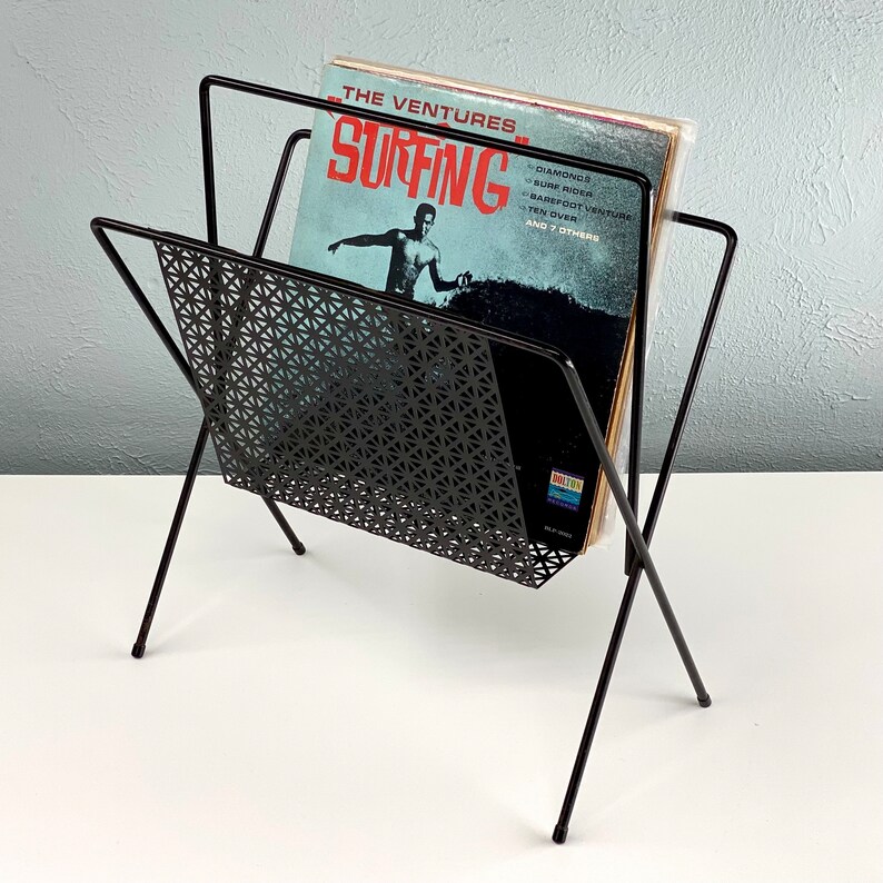 Mid Century Magazine Rack, Magazine Holder, Magazine Stand, LP Record Holder, Vintage Storage and Organization, Atomic Era image 1