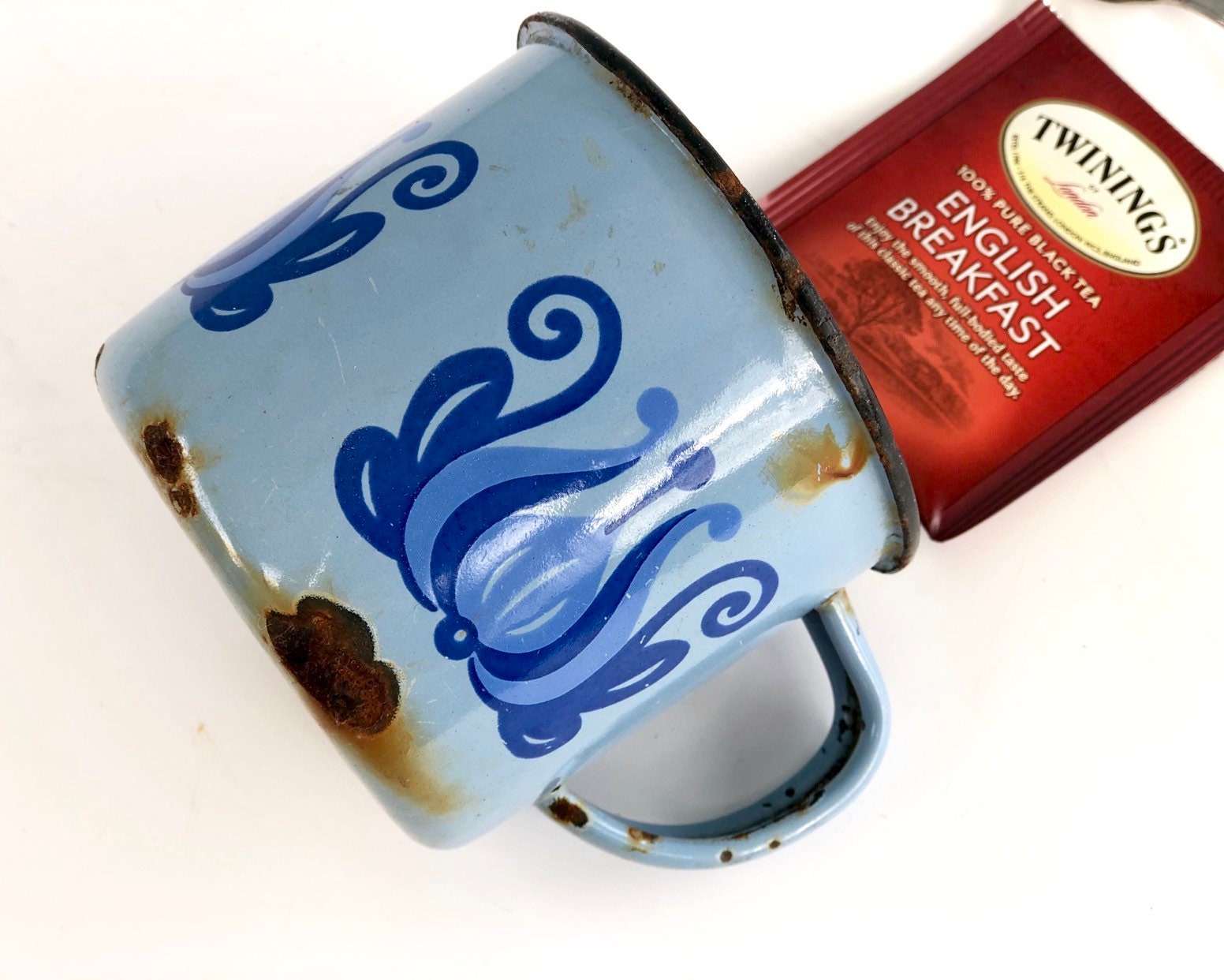 Very Old Rusted Cups Vintage Rusty Enamelware Mug With Flower Design, Coffee Cup, Tea Cup ...