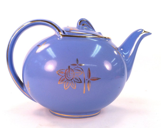 Vintage Hall Teapot With Powder Blue and Gold Glaze 0749 Made in the