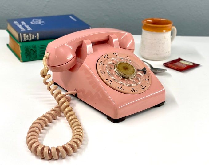 1959 Vintage Pink Telephone, Rotary Phone Etsy