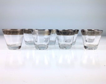 Mid Century Barware Glasses, Eight Glasses, Mad Men Style Home Decor, Rose Flower Cocktail Set, Mid Century Modern Barware, Mod Bar